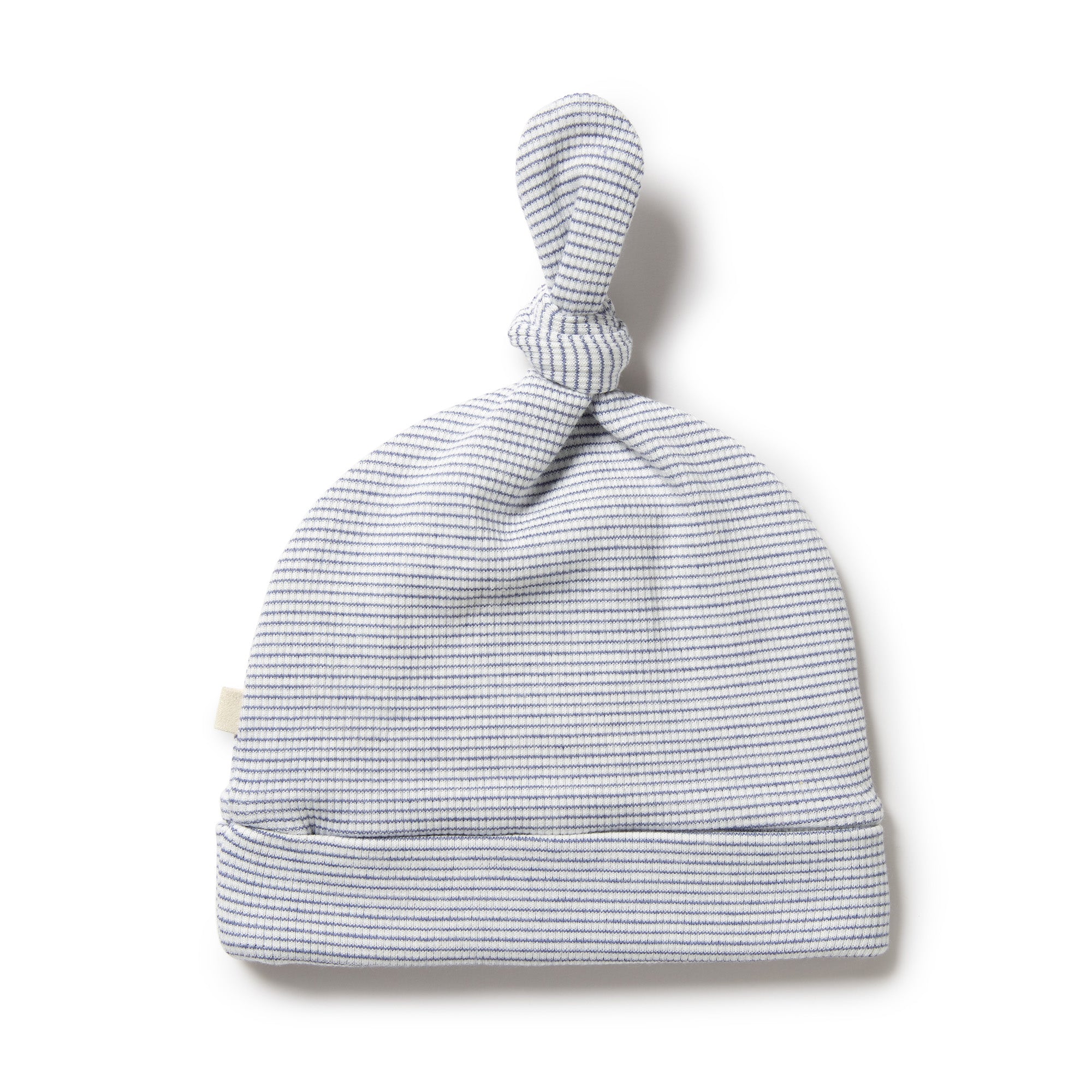 Organic Stripe Rib Knot Hat - Rain Drop