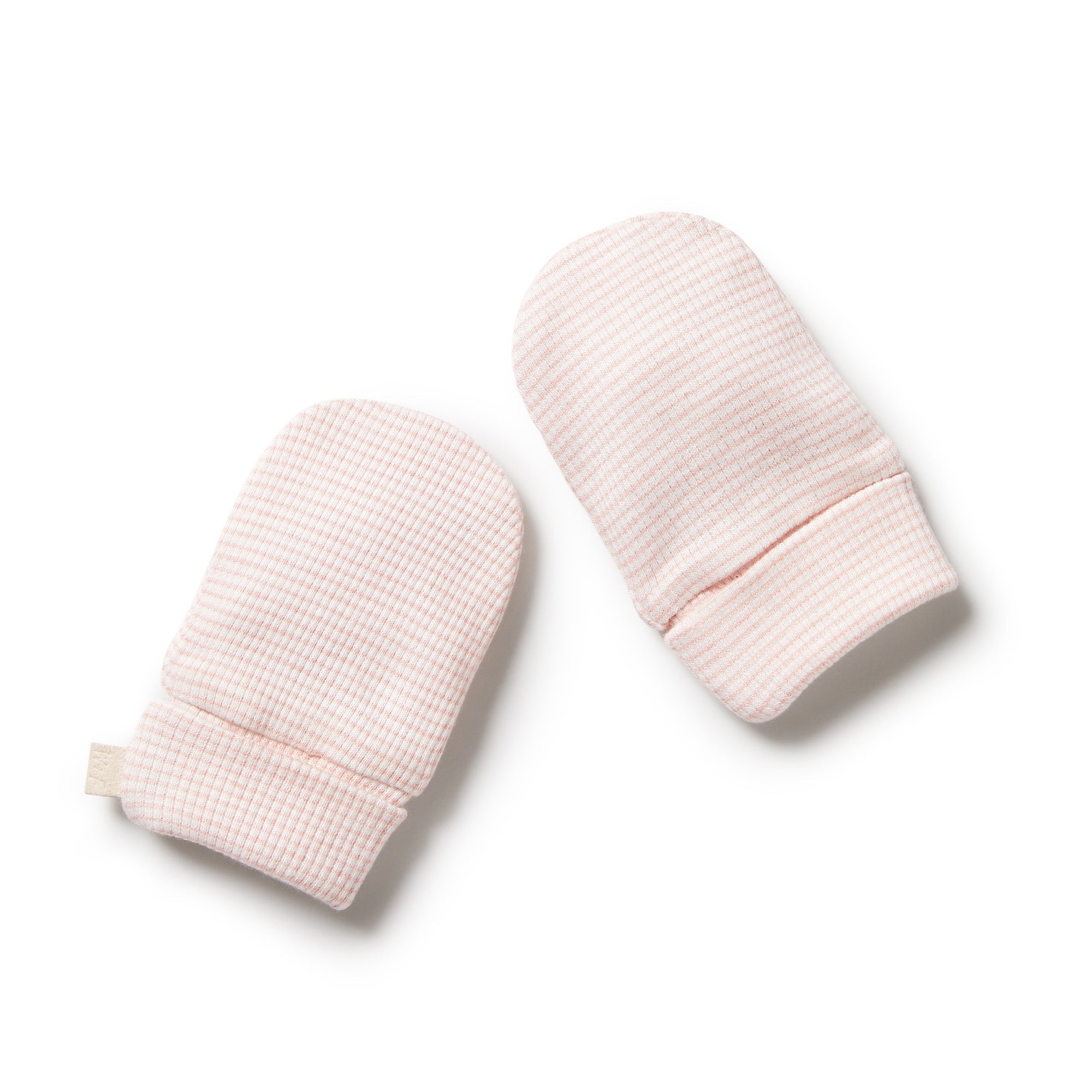 Organic Stripe Rib Mittens - Oatmeal