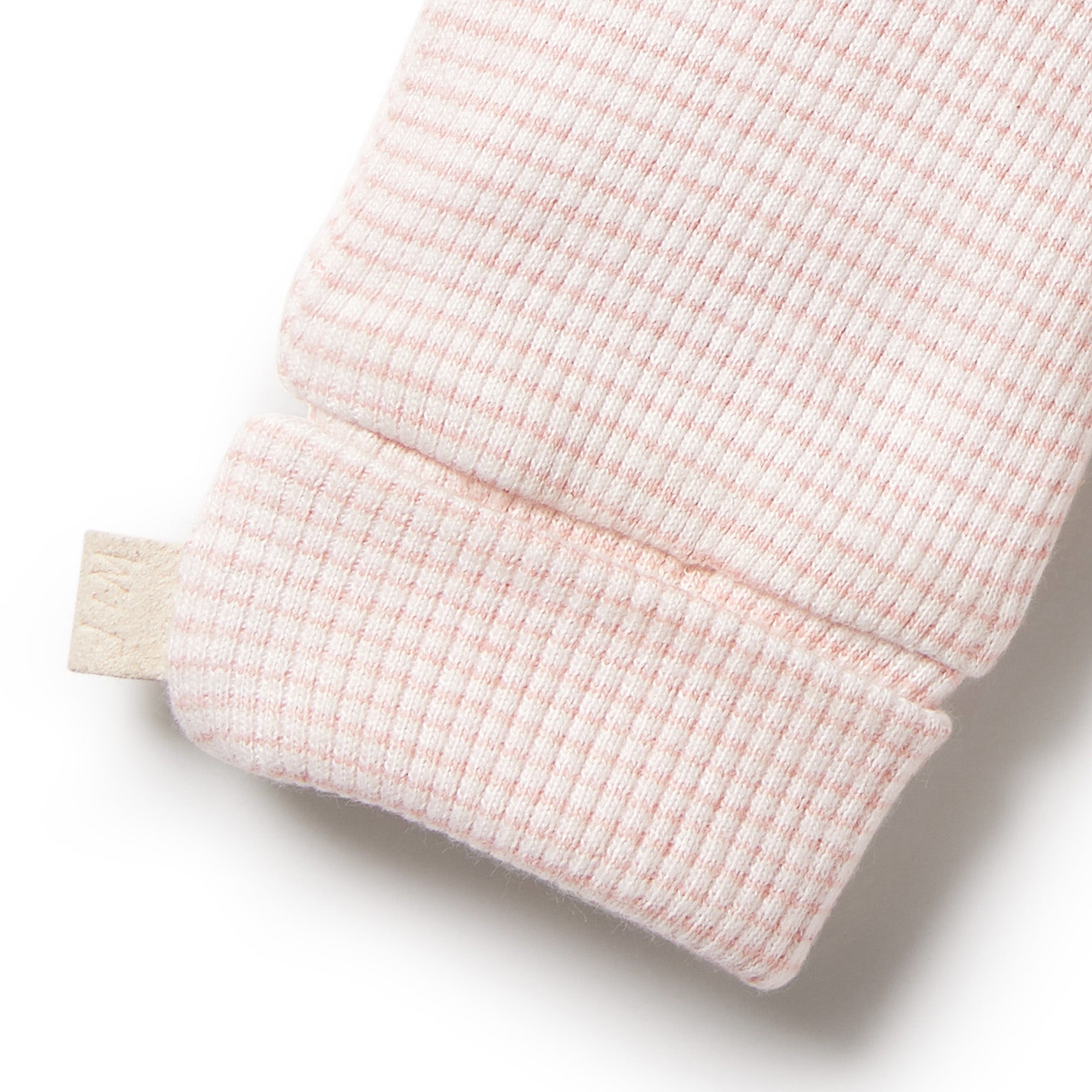 Organic Stripe Rib Mittens - Cantaloupe