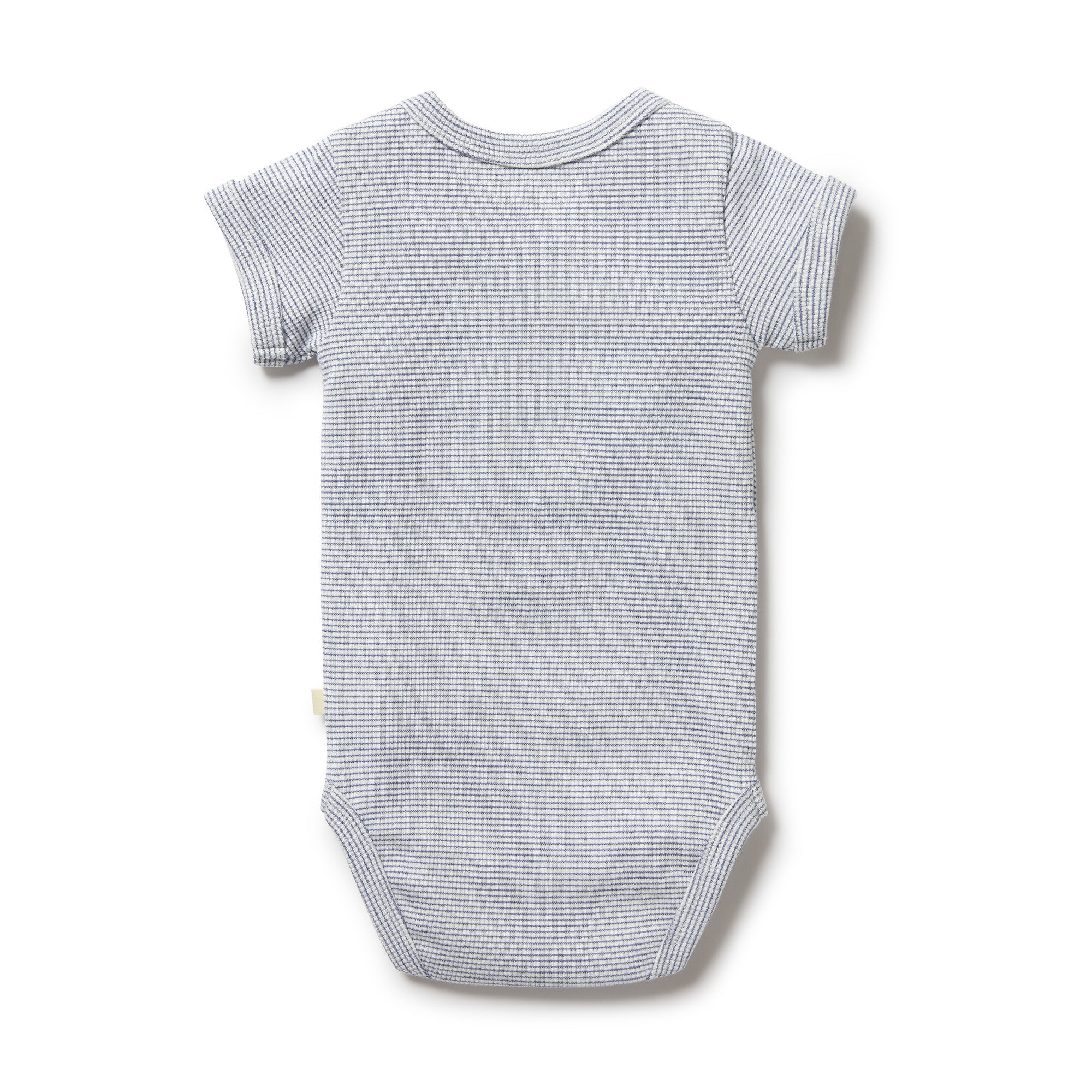Organic Stripe Rib Bodysuit - Rain Drop