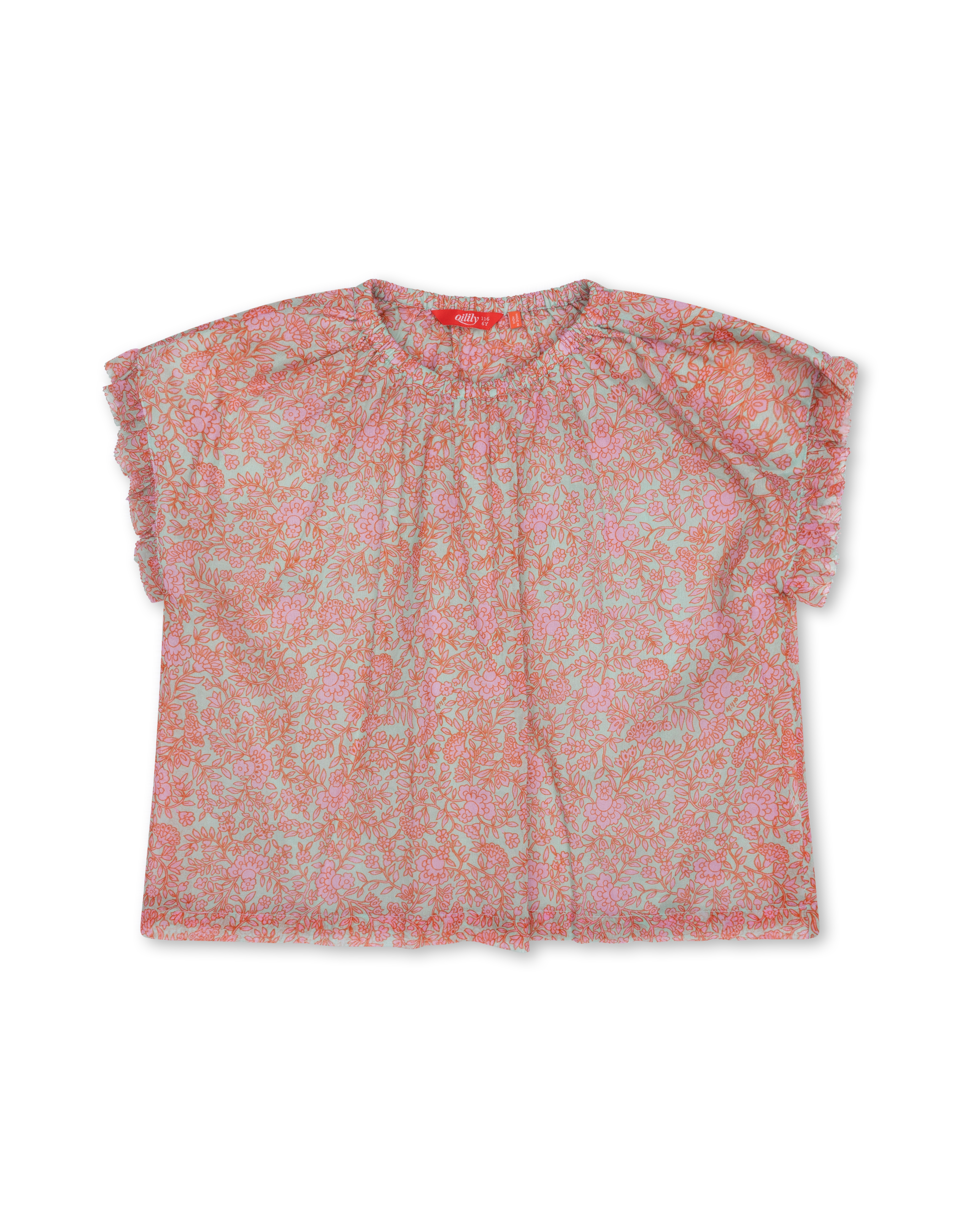 Bazar Ruffle Short Sleeve Blouse with All Over Floral