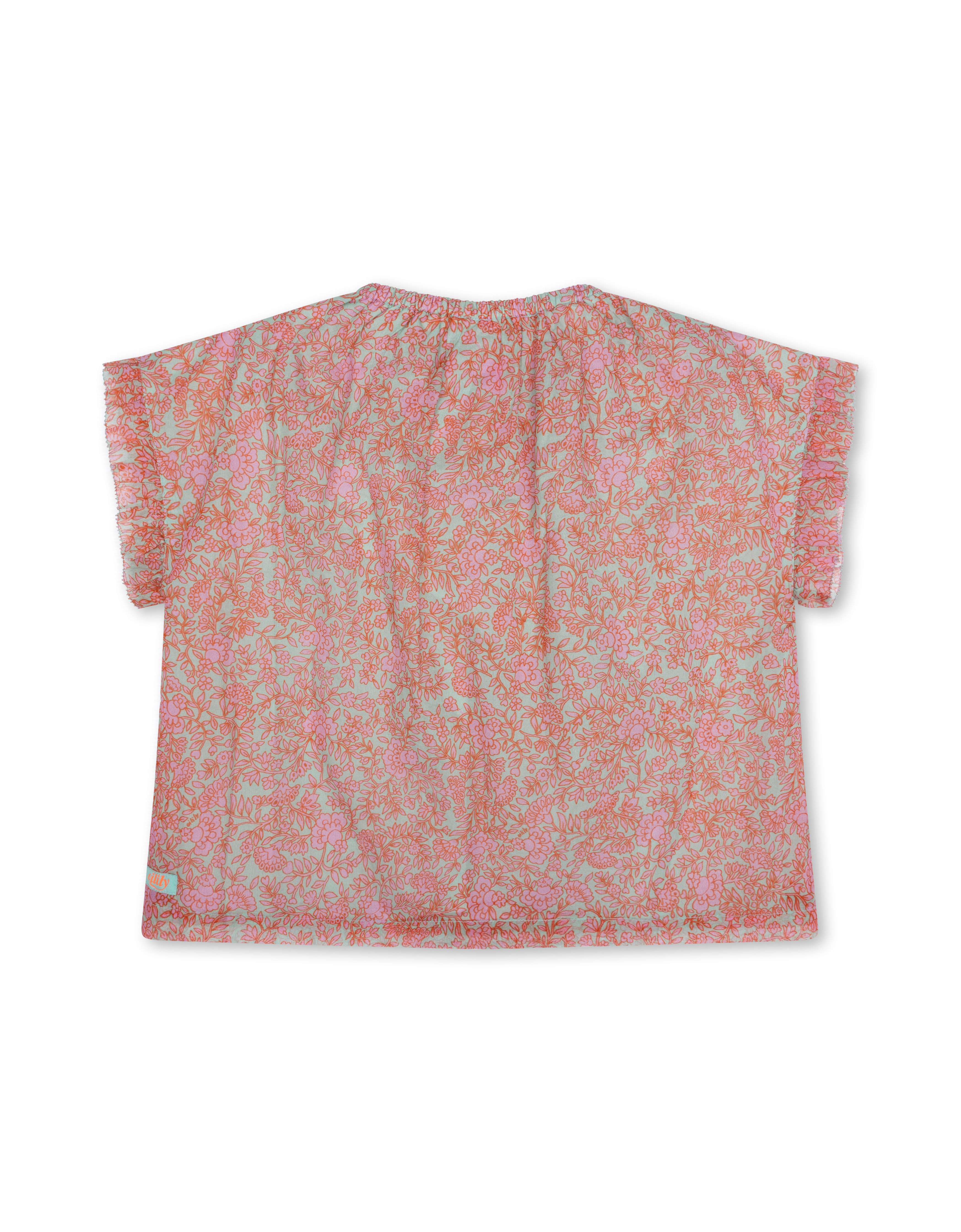 Bazar Ruffle Short Sleeve Blouse with All Over Floral