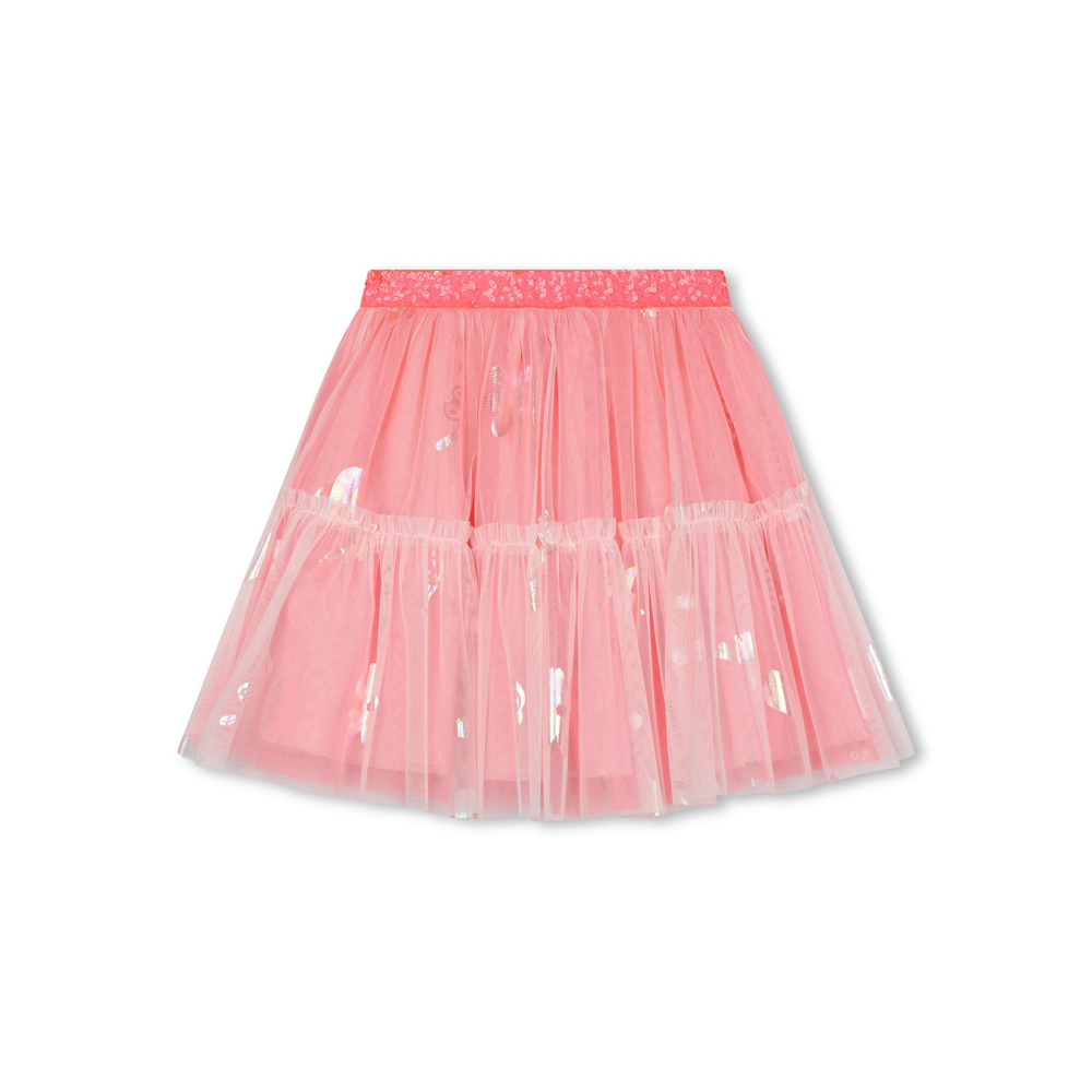 Tulle Skirt with All over Glitter Print Light Pink