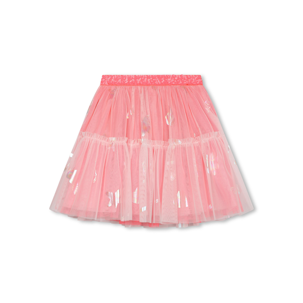 Tulle Skirt with All over Glitter Print Light Pink