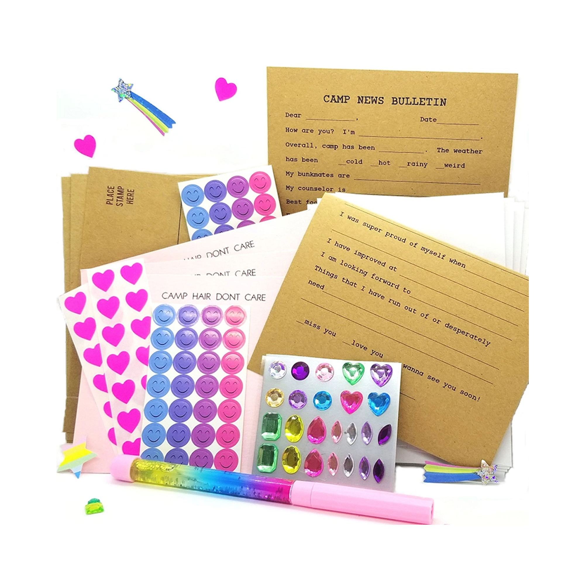 Girls Kids Camp Stationary Set