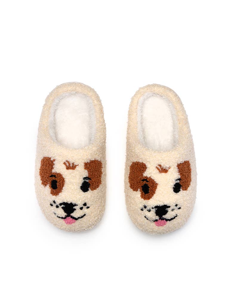 Living Royal - Indoor / Outdoor Slippers - Kids - Puppy Dog Faces - Cream