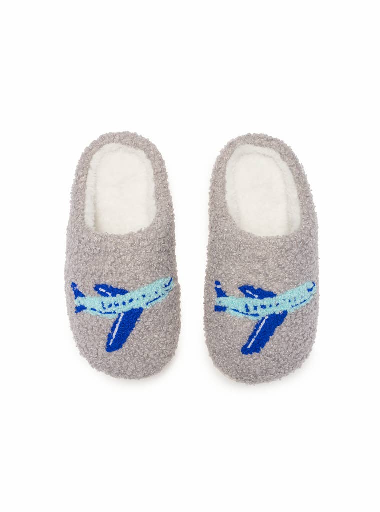 Living Royal - Indoor / Outdoor Slippers - Kids - Airplane - Blue & Gray