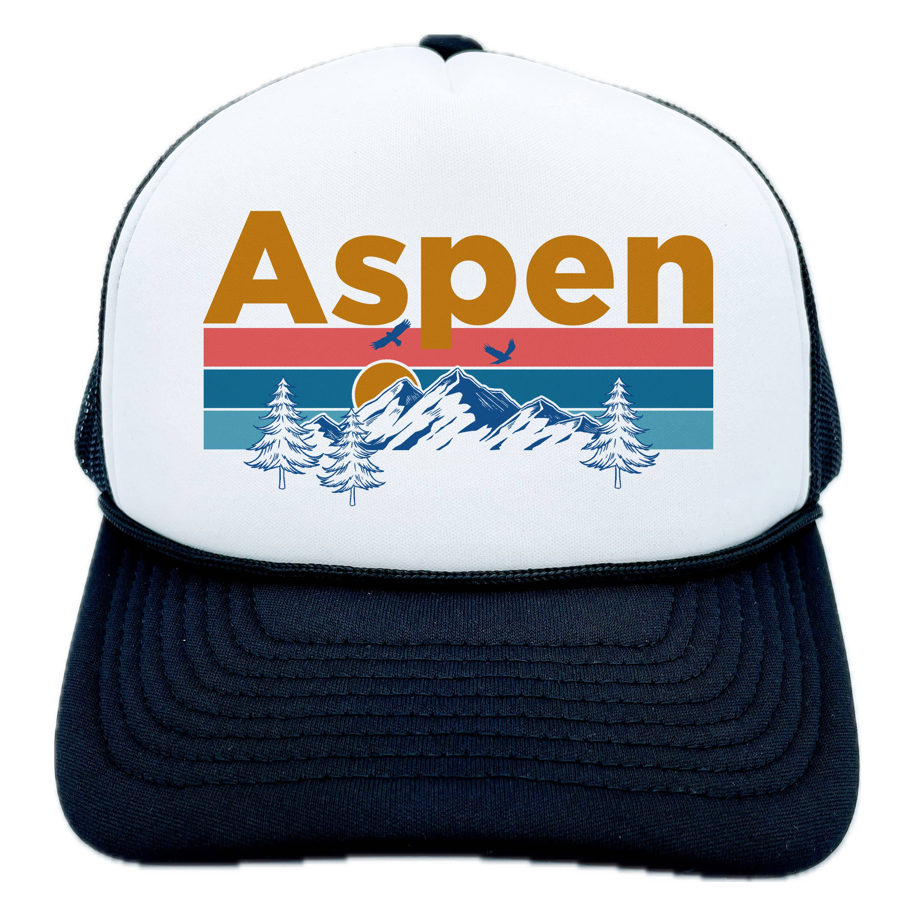 Hey Mountains - Aspen, Colorado Hat - Retro Aspen Trucker Hat