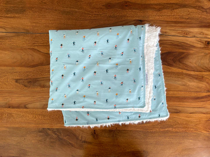 Ski Peeps Sherpa Blanket Bluebird Day Skiers