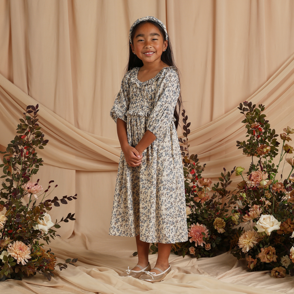 Junie Dress Vintage Blue Floral