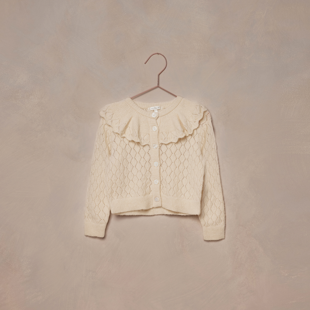 Ruffle Cardigan Sweater Ecru