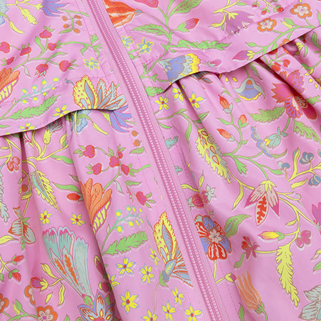 Cranberry Hooded Flower Print Nylon Coat