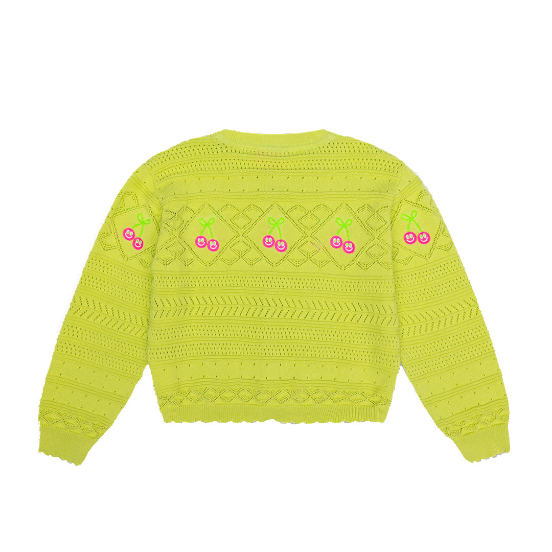 Vruity Knit Cherry Cardigan Limeade