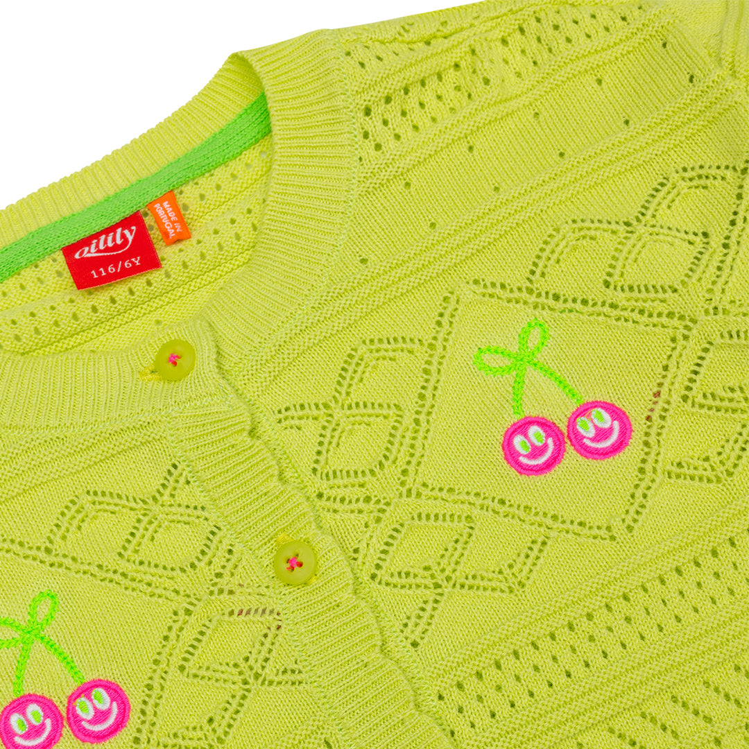 Vruity Knit Cherry Cardigan Limeade