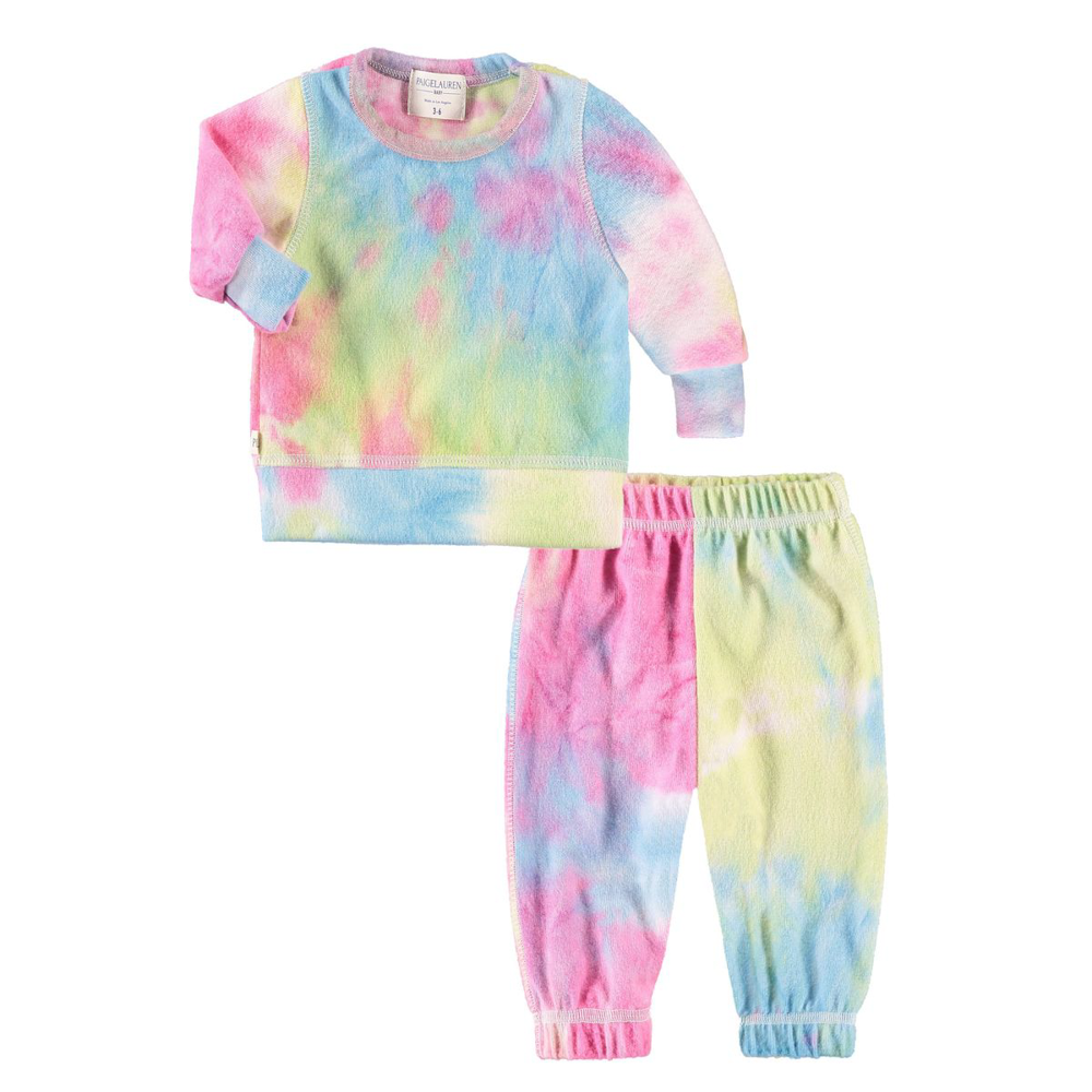 Baby Eco-Hacci Tie Dye Loungewear Set-ReDone Pink Multi Hacci