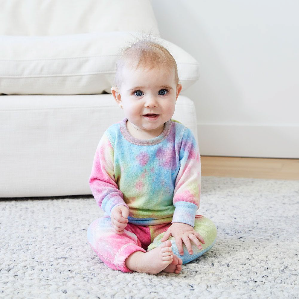 Baby Eco-Hacci Tie Dye Loungewear Set-ReDone Pink Multi Hacci