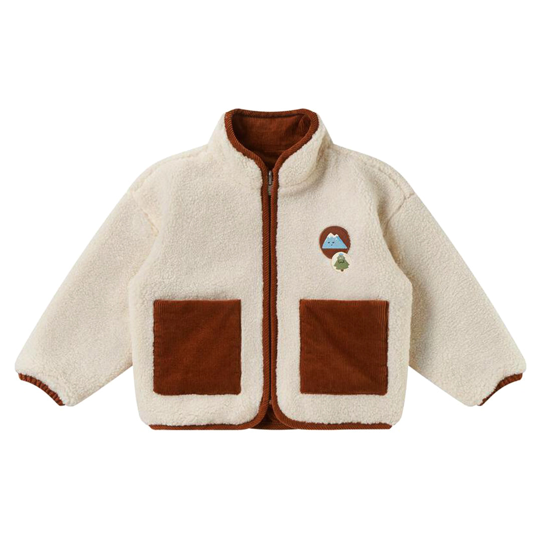 Recycled Fleece & Corduroy Reversible Jacket - Cloud
