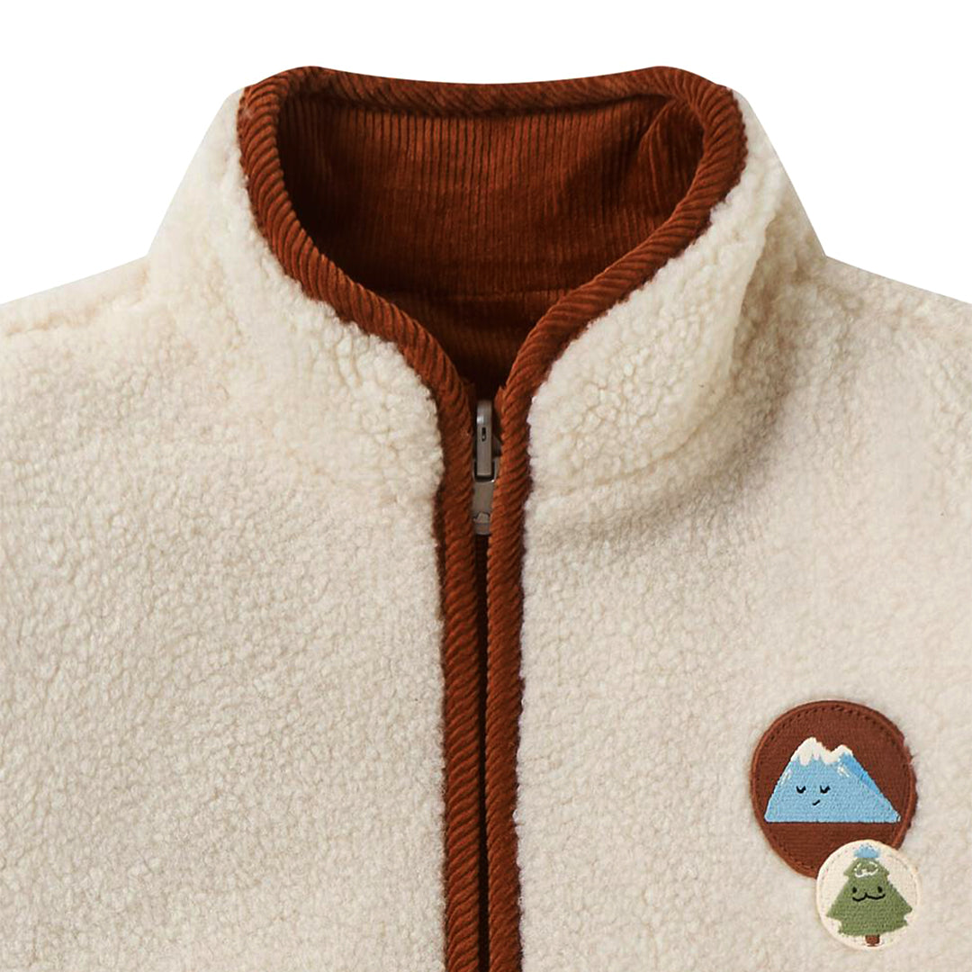 Recycled Fleece & Corduroy Reversible Jacket - Cloud