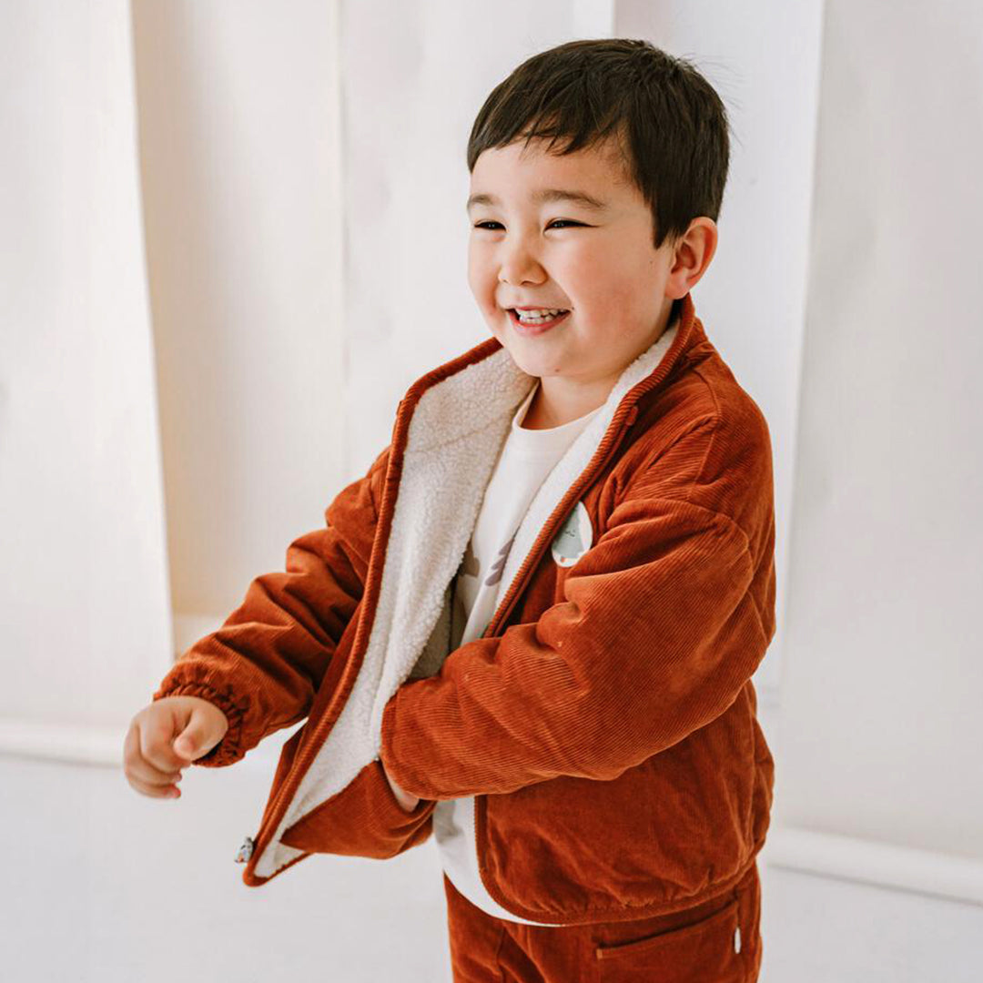 Recycled Fleece & Corduroy Reversible Jacket - Cloud