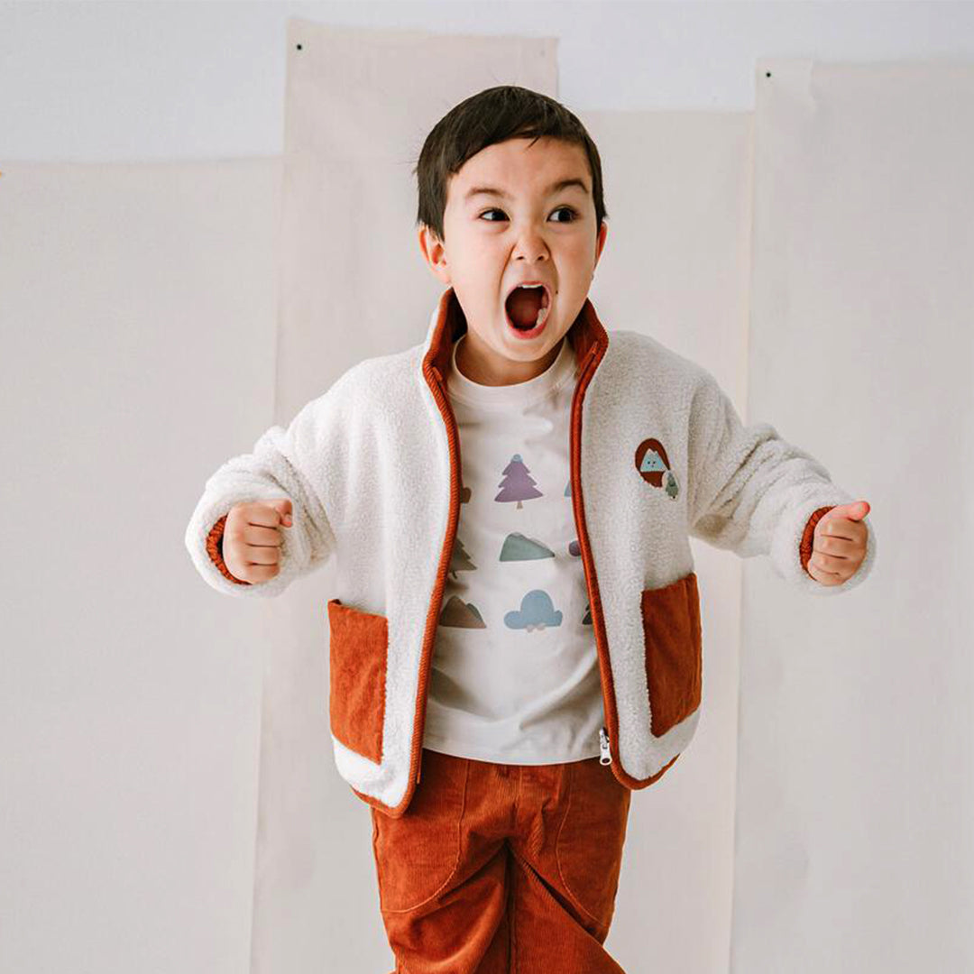 Recycled Fleece & Corduroy Reversible Jacket - Cloud