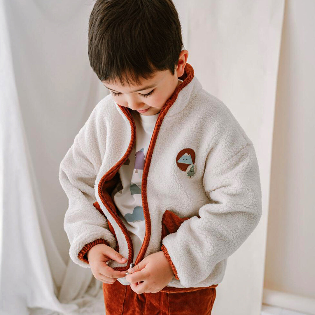 Recycled Fleece & Corduroy Reversible Jacket - Cloud
