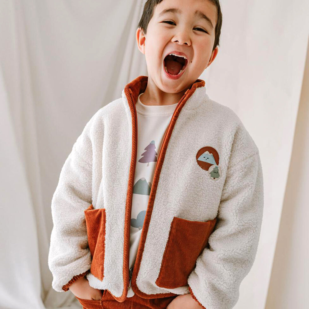 Recycled Fleece & Corduroy Reversible Jacket - Cloud