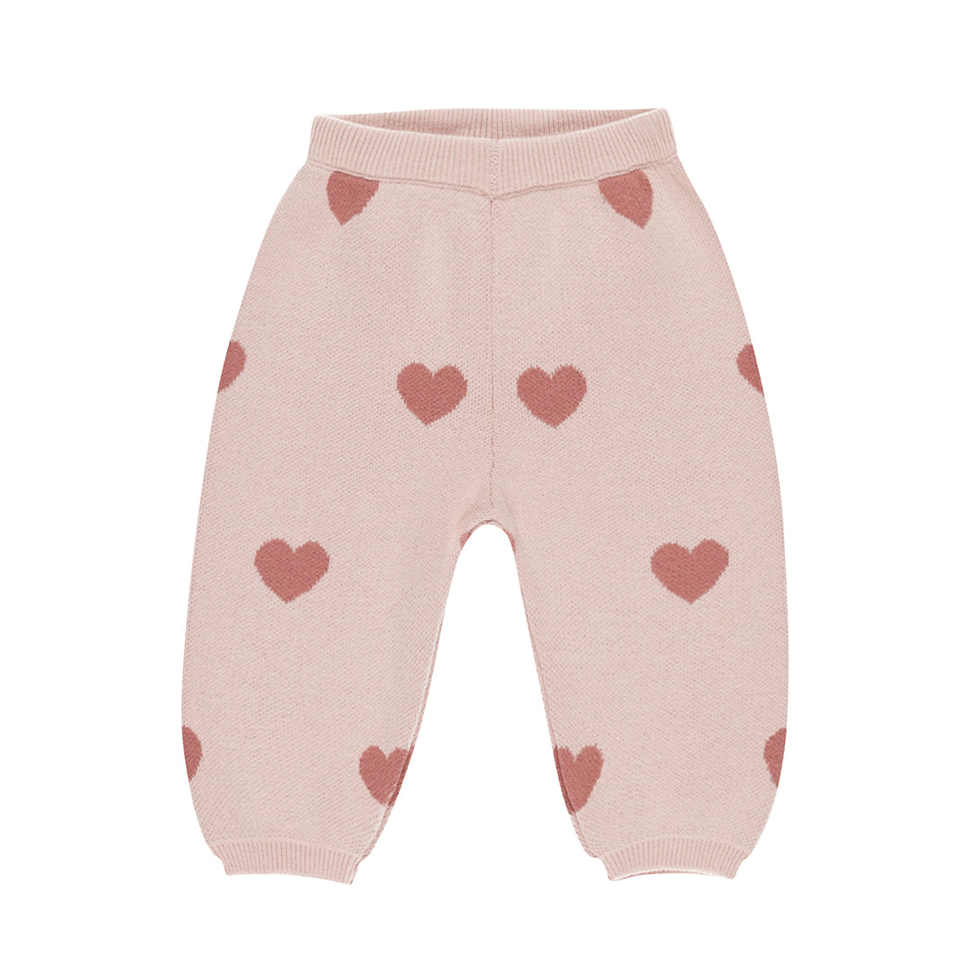 Heart Knit Pants Bubble Gum