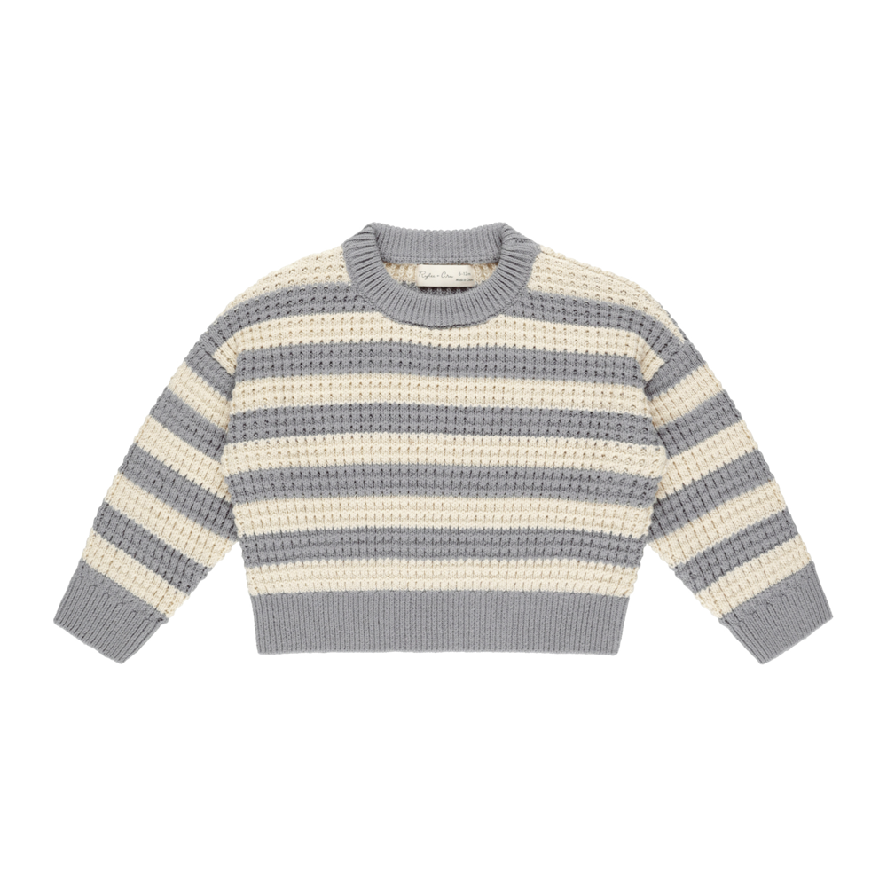 Aspen Sweater Dusty Blue Stripe