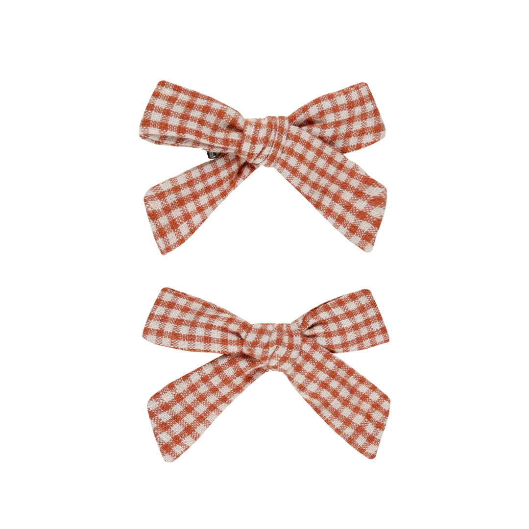 Bows Set of 2 poppy Gingham