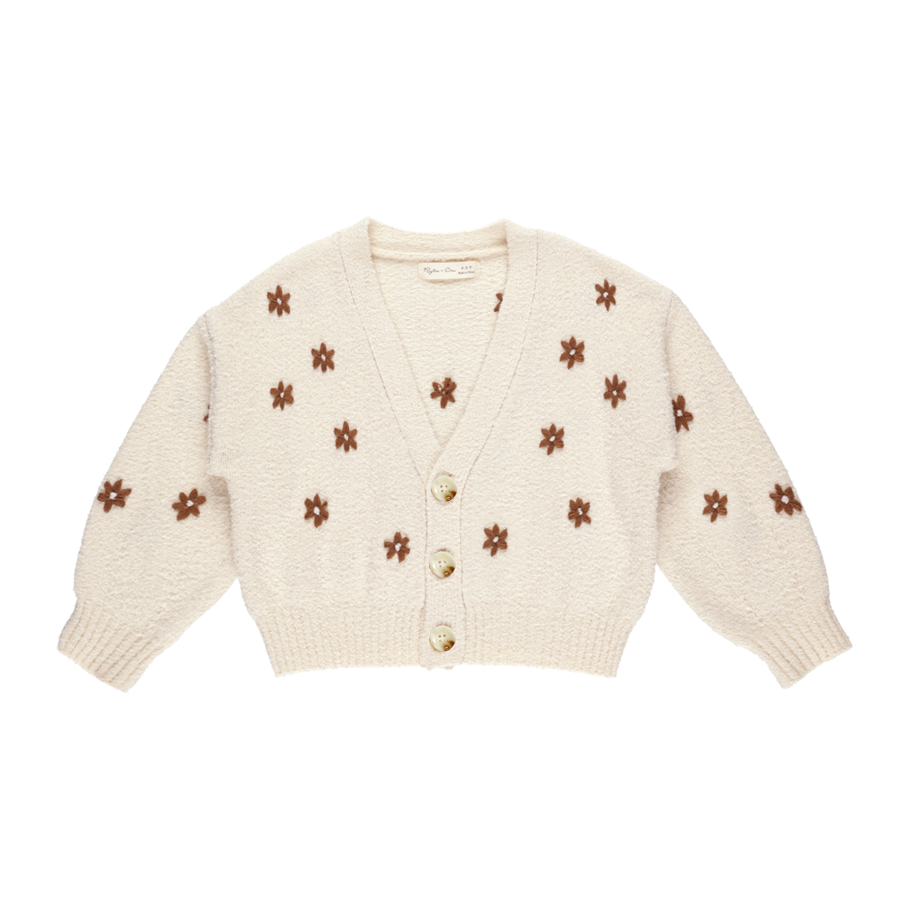 Boxy Crop Cardigan Flowers