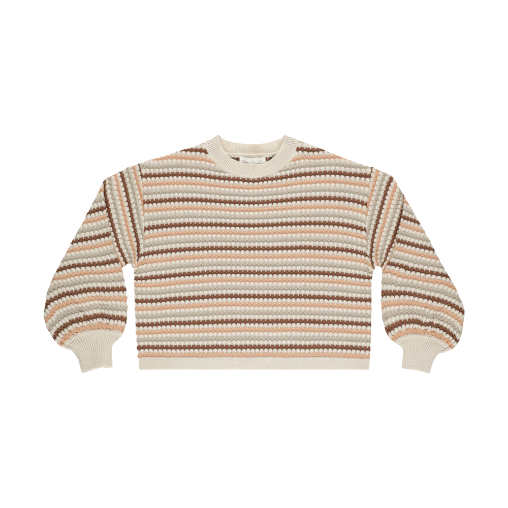 Boxy Crop Sweater Honeycomb Stripe