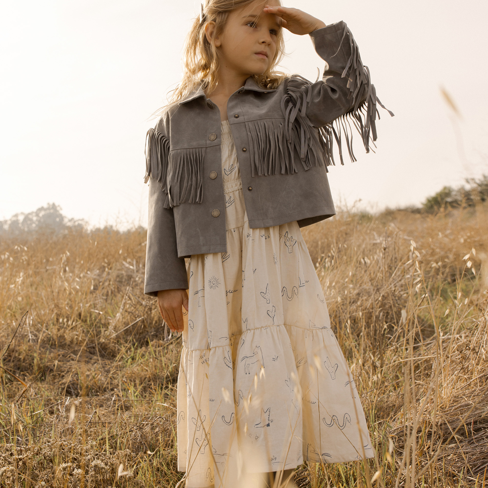 Fringe Jacket Dusty Blue