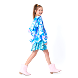 Cotton Candy Clouds Girls Zip Oversized Hoodie