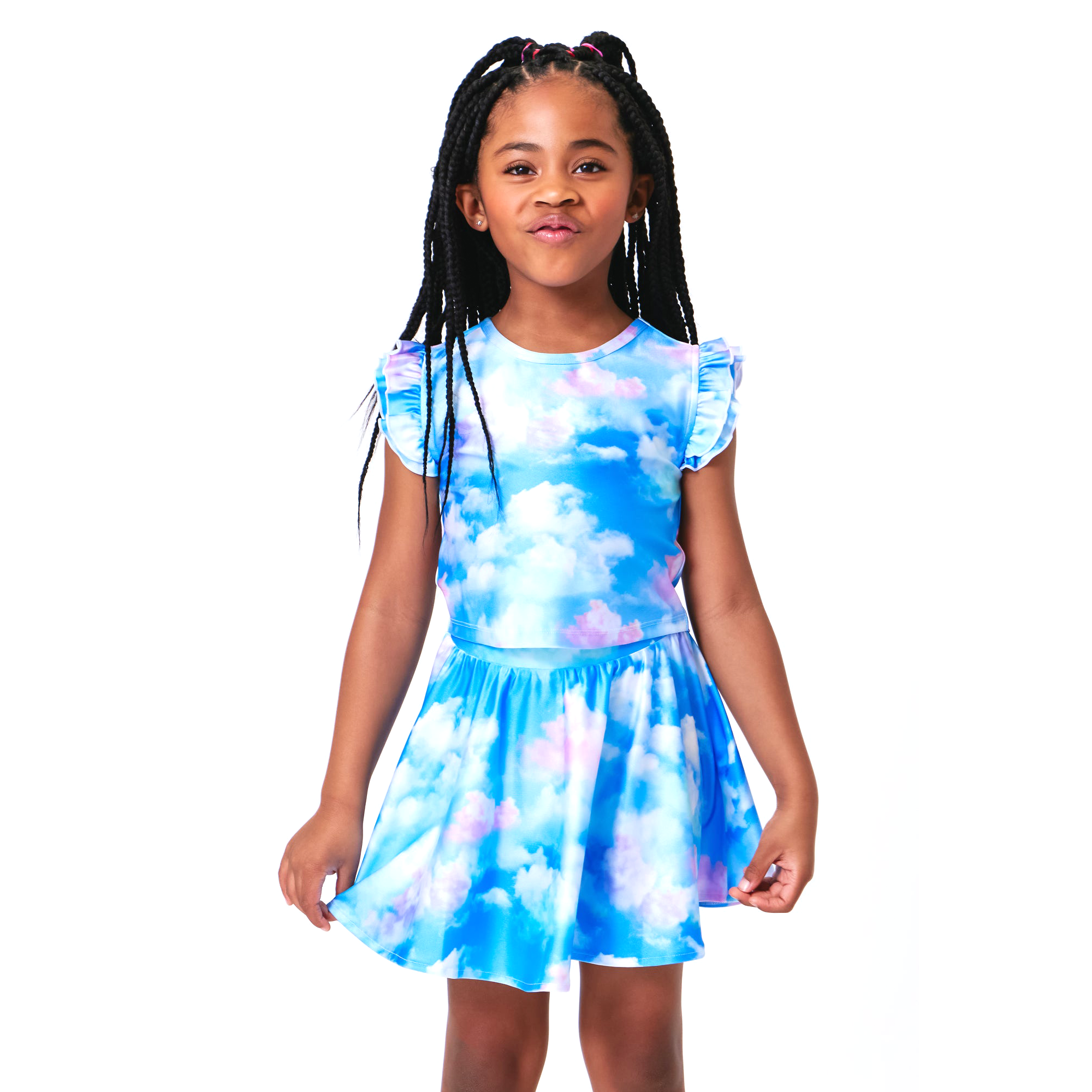 Cotton Candy Clouds Hi Shine Crop Top