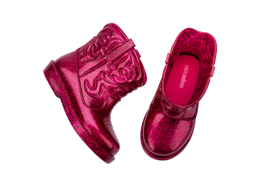Mini Melissa Texas Boot Baby/ Glitter Pink