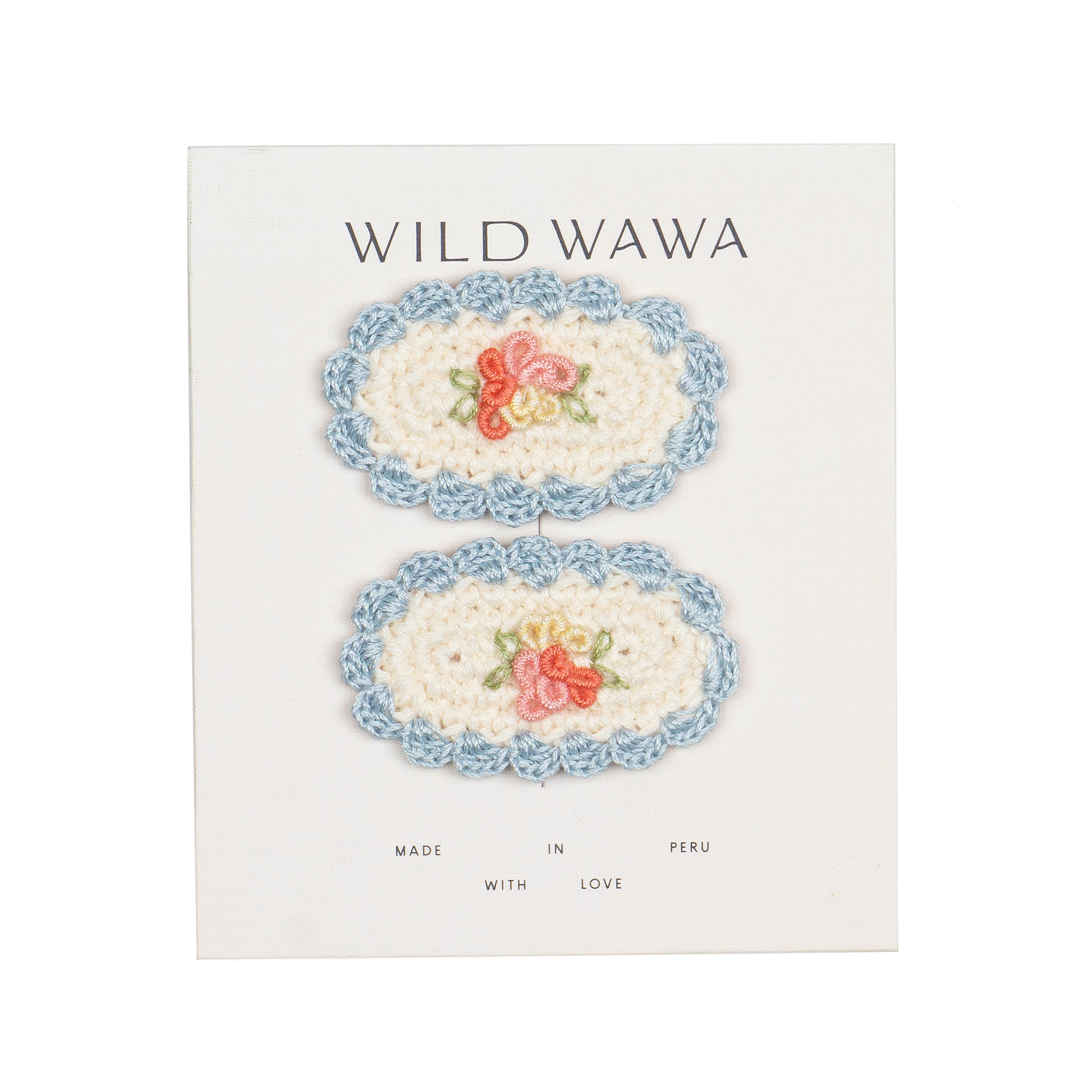 Crochet Clips Ivory Blue