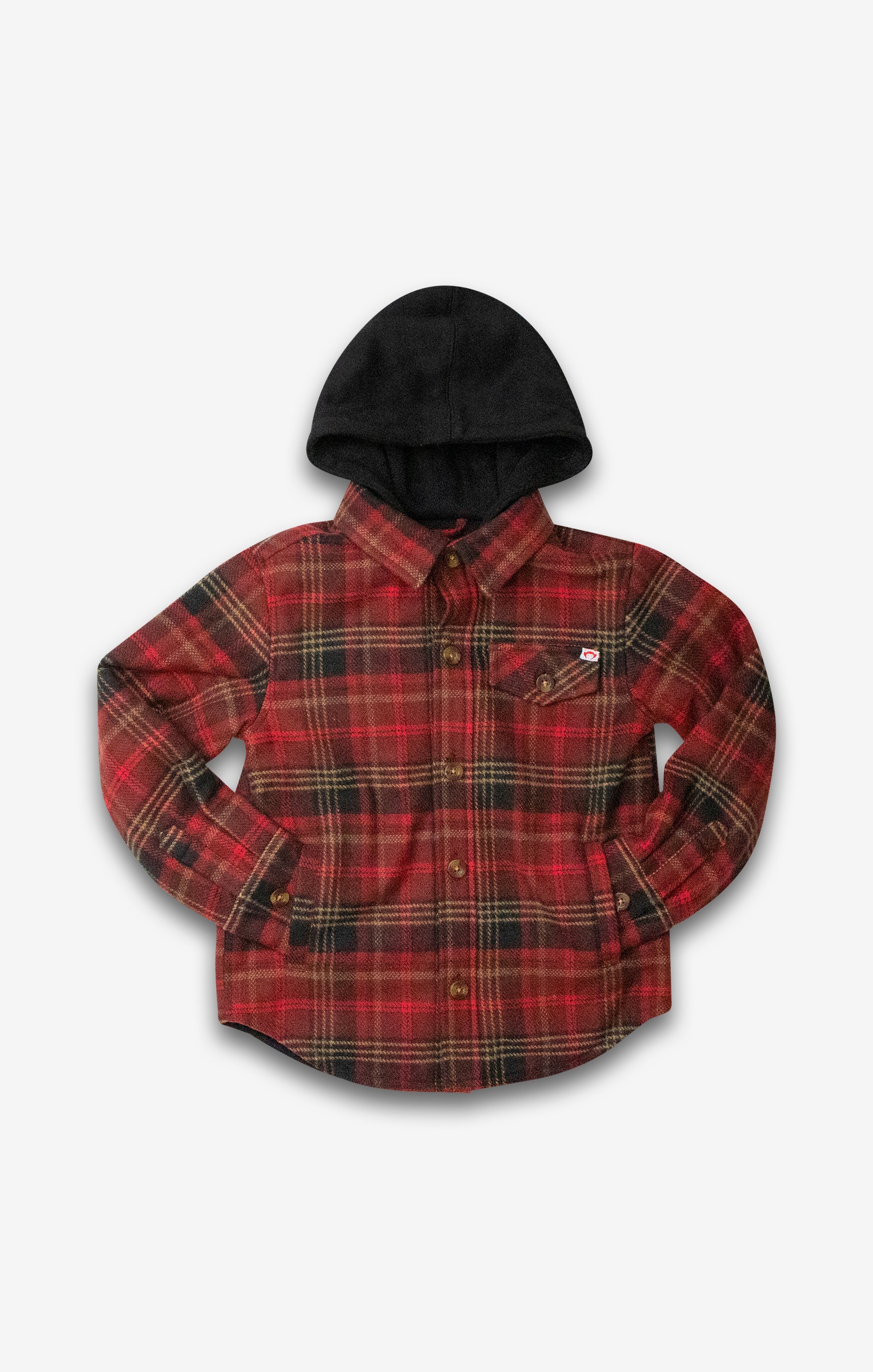 Glen Hooded Shirt Red and Black Plaid
