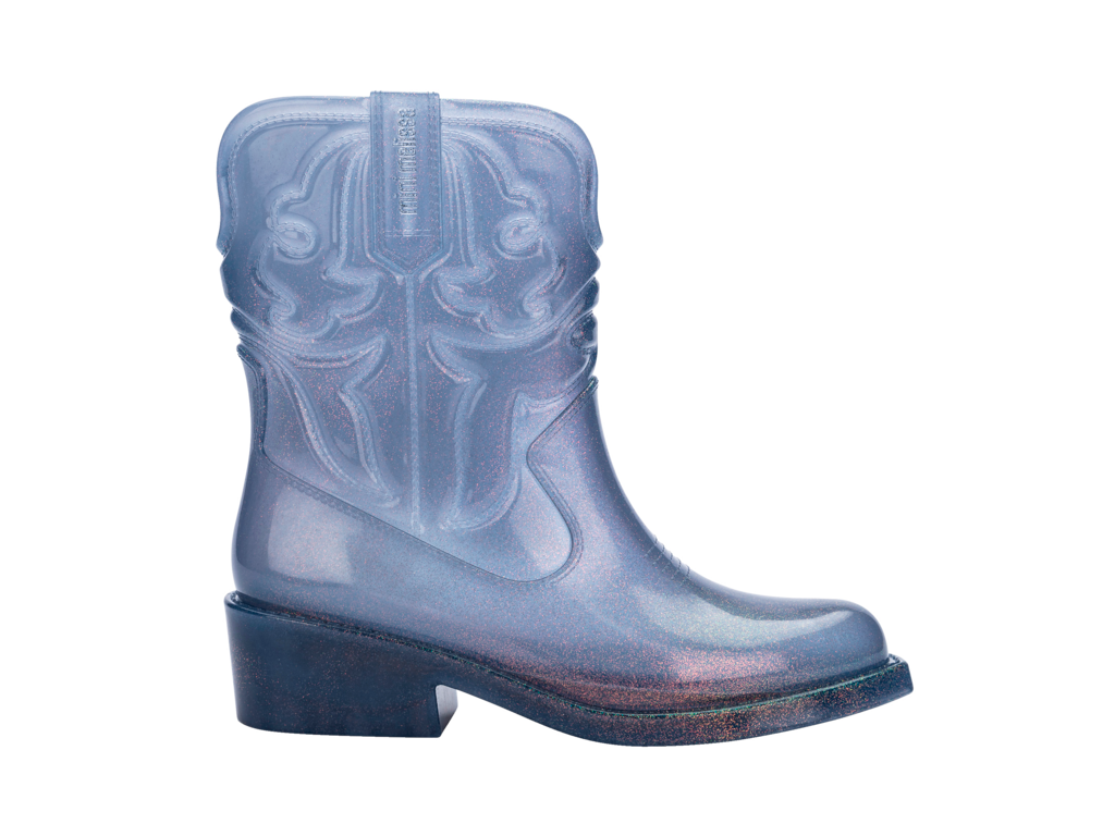 Mini Melissa Texas Boot Kids Glitter Blue