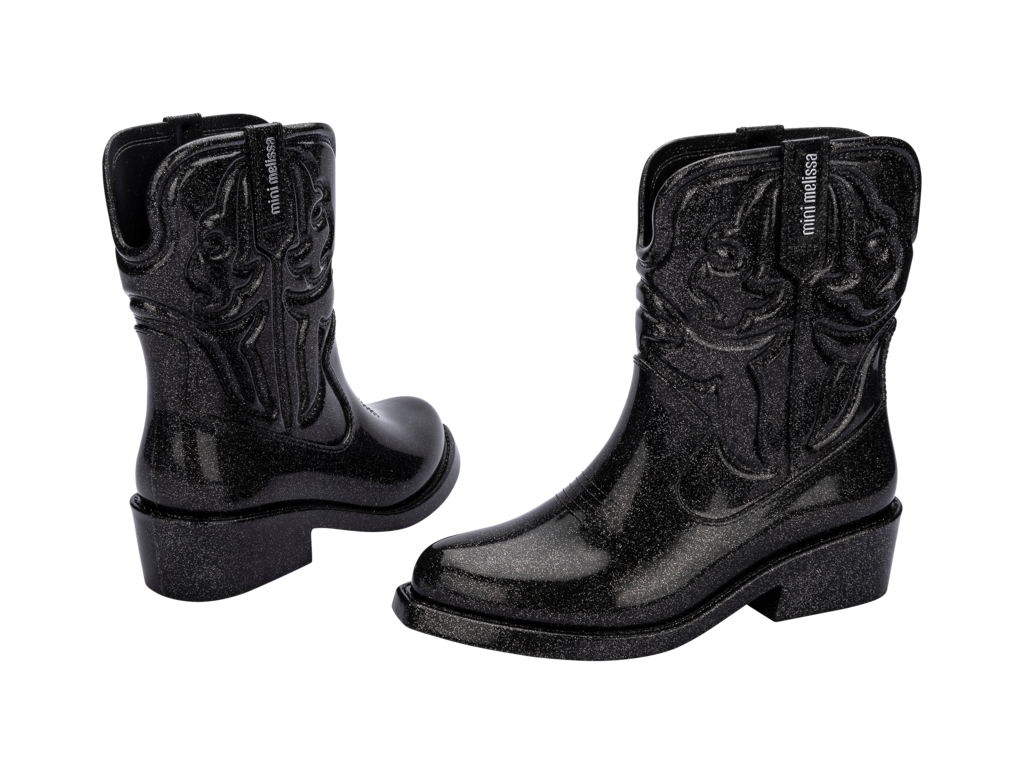 Mini Melissa Texas Boot Kids Silver Glitter
