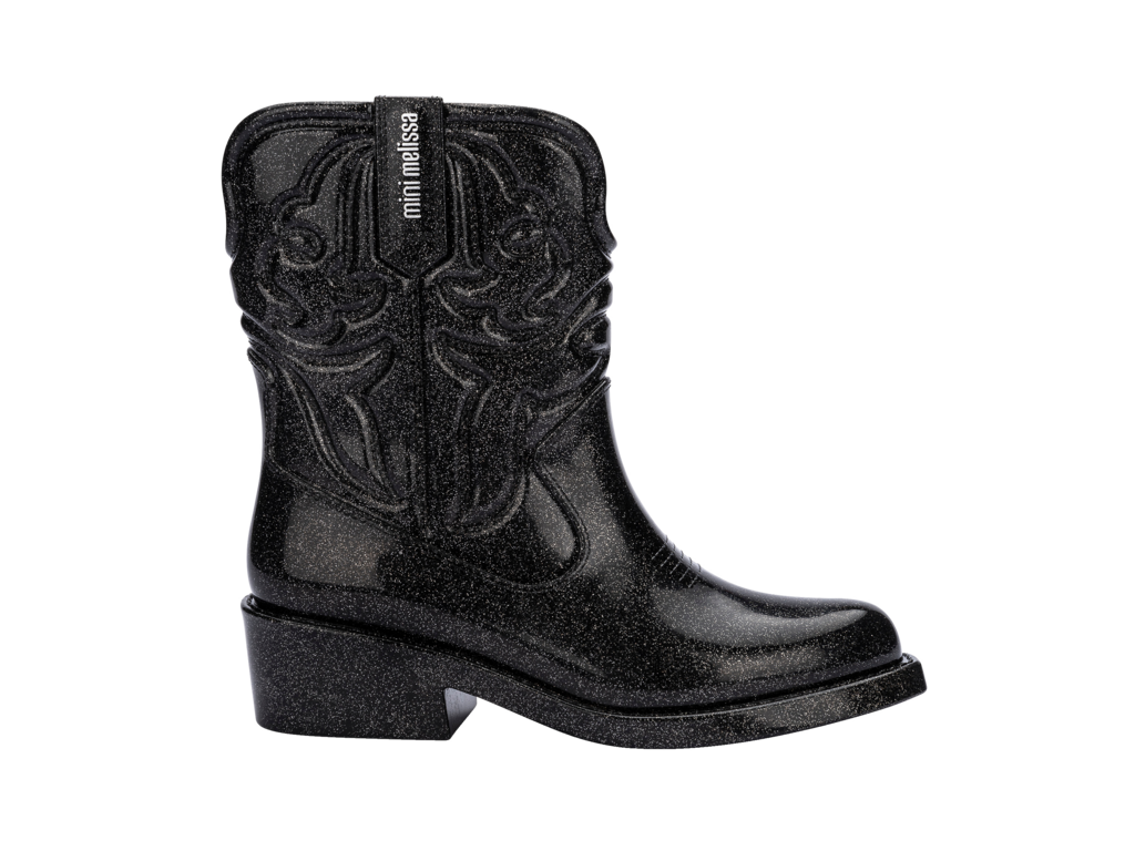 Mini Melissa Texas Boot Kids Silver Glitter