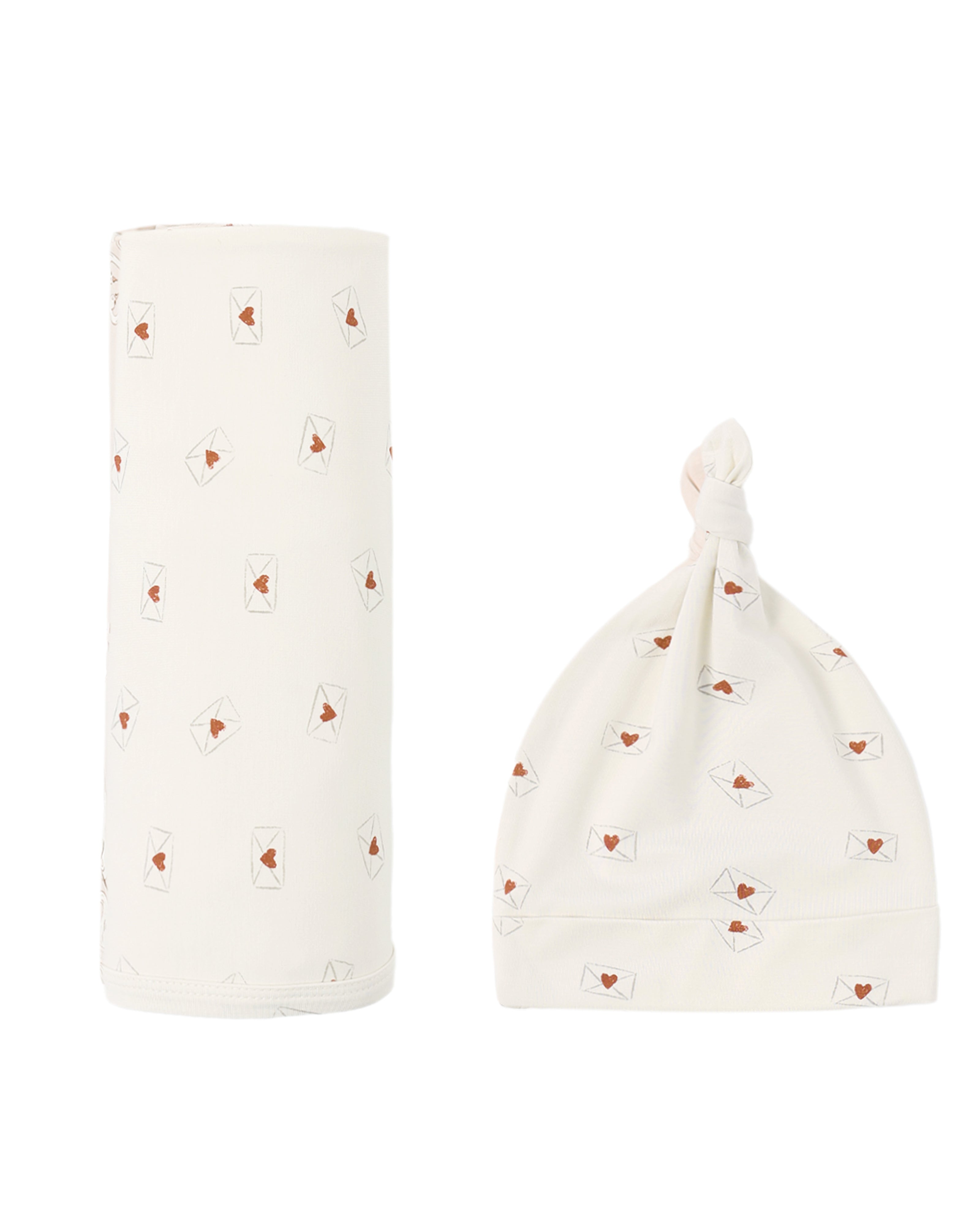 Bamboo Swaddle + Knotted Hat Valentine