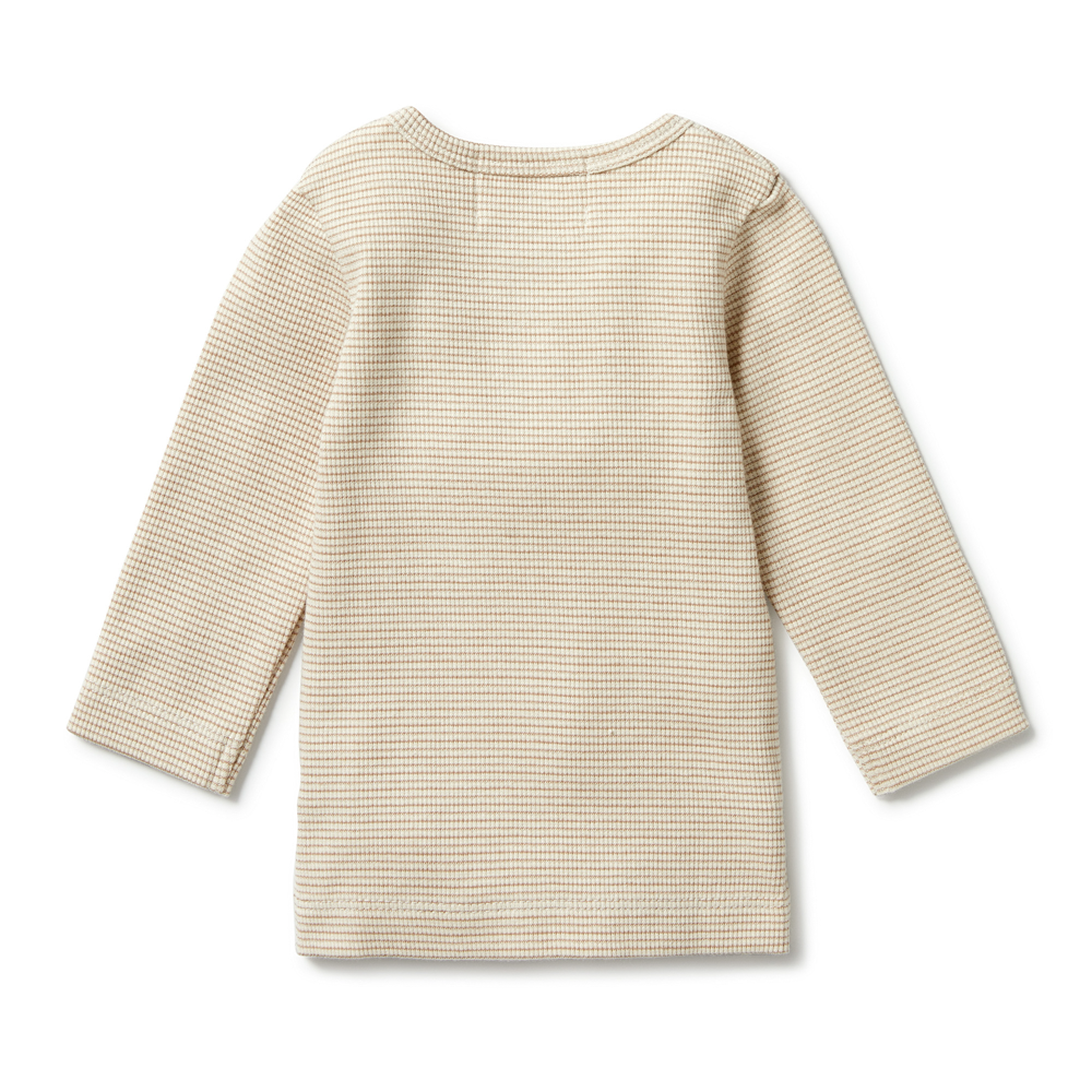 Organic Stripe Rib Henley Nougat