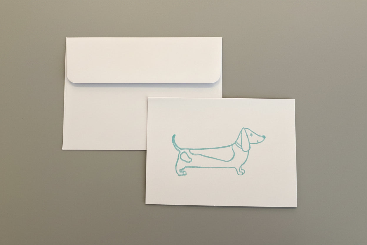 Spotted dachshund mini card