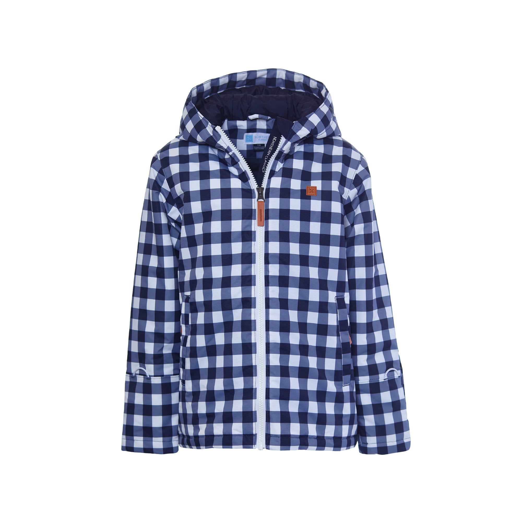 Navy Gingham Winter Coat