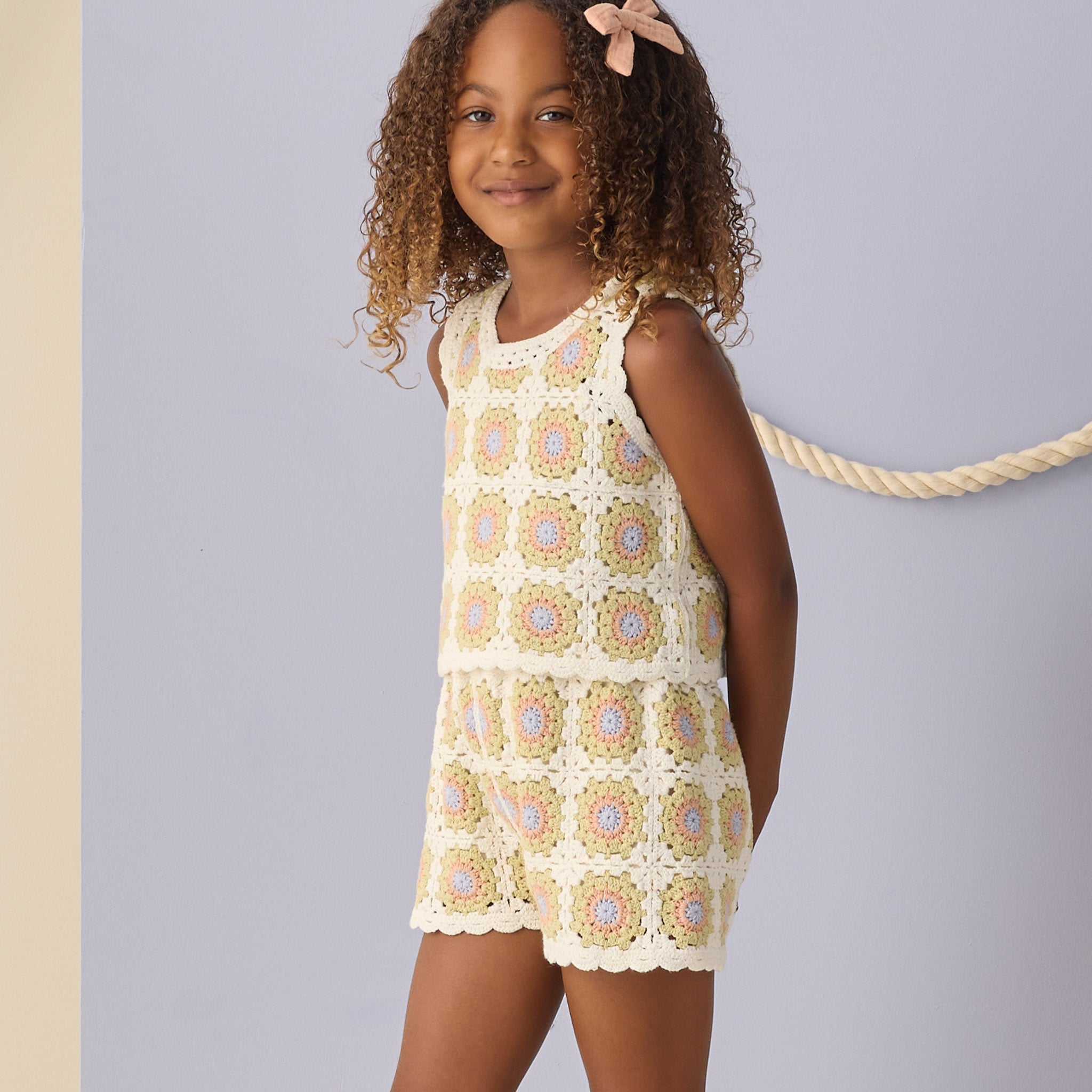 Crochet Tank Set Citron Daisy Check