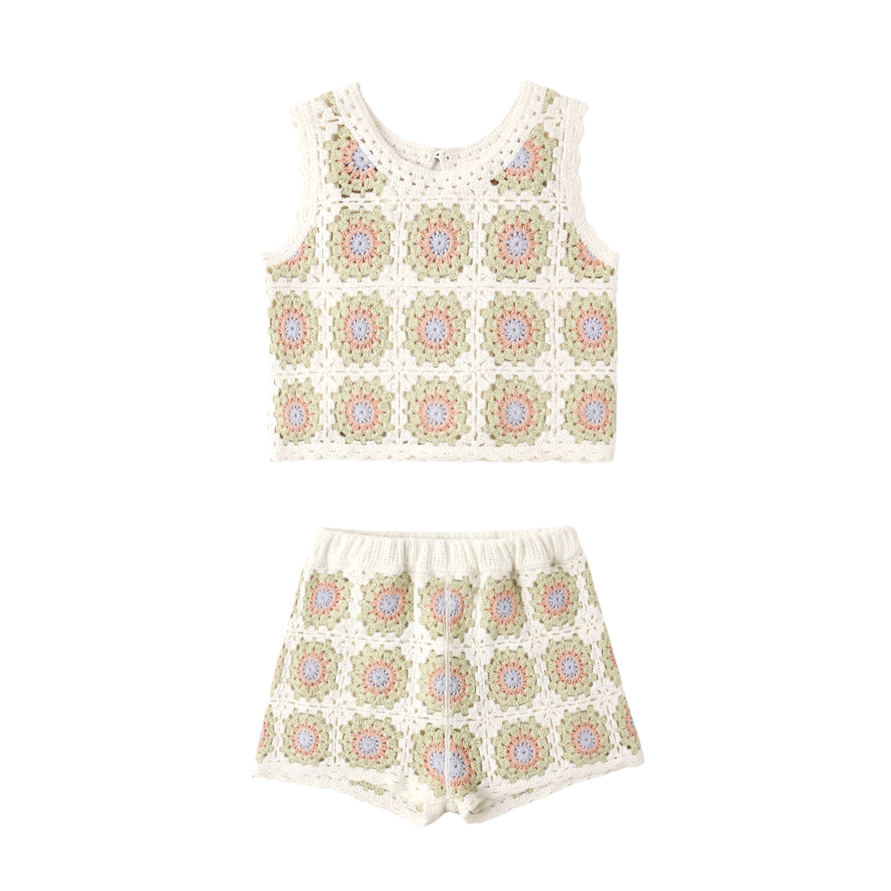 Crochet Tank Set Citron Daisy Check