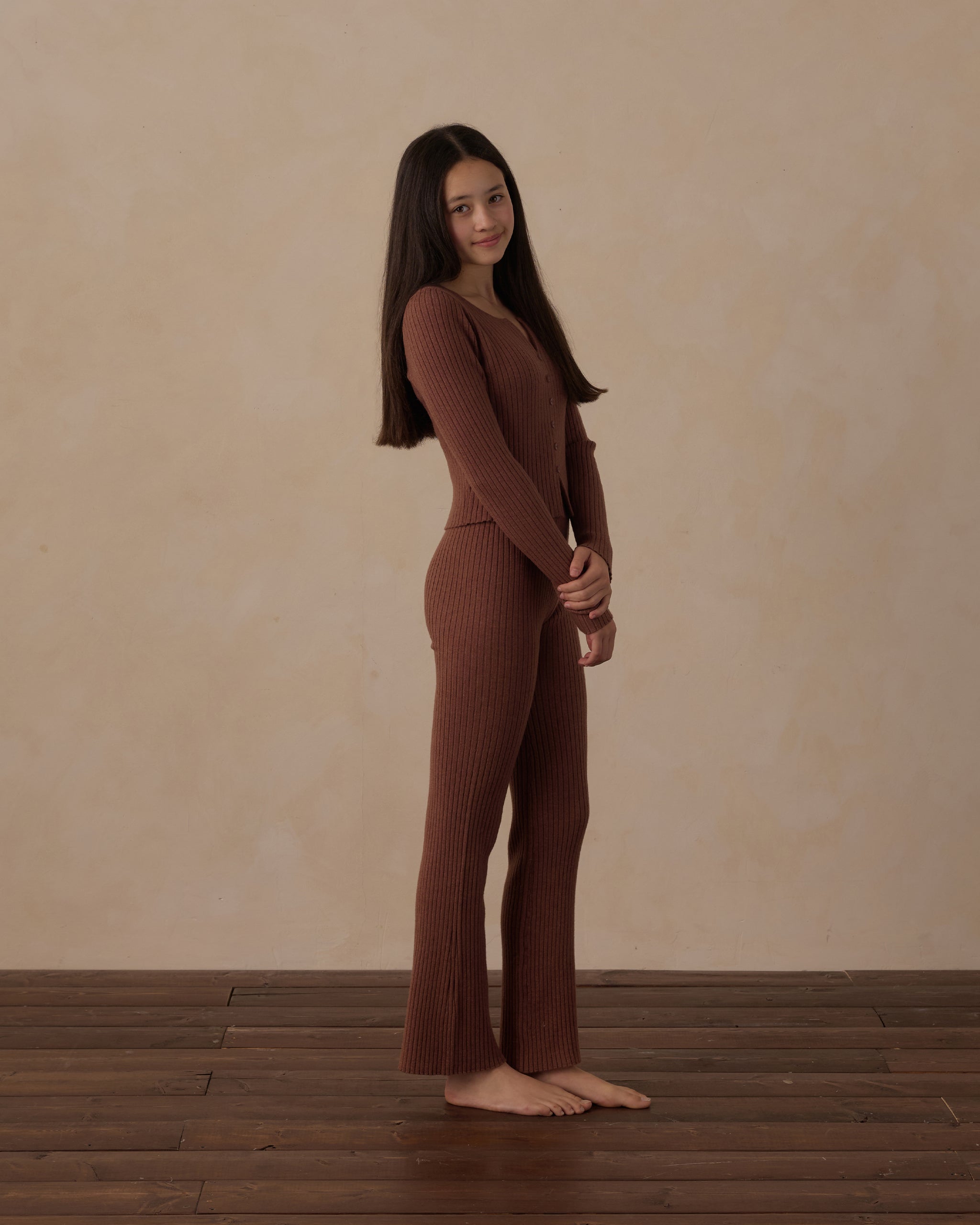 Teen Flare Rib Pant Mulberry