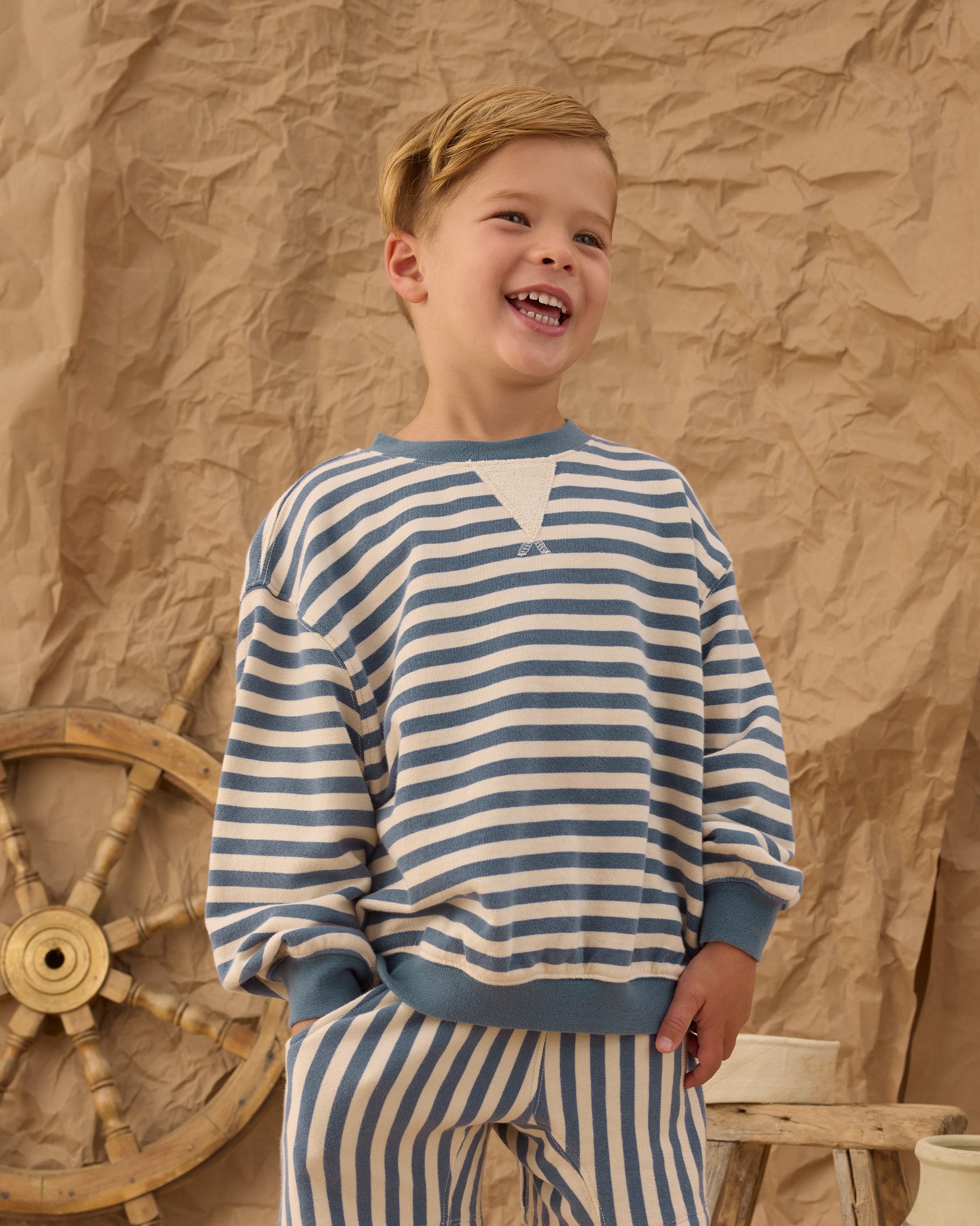 Oversized Crew || Marine Stripe