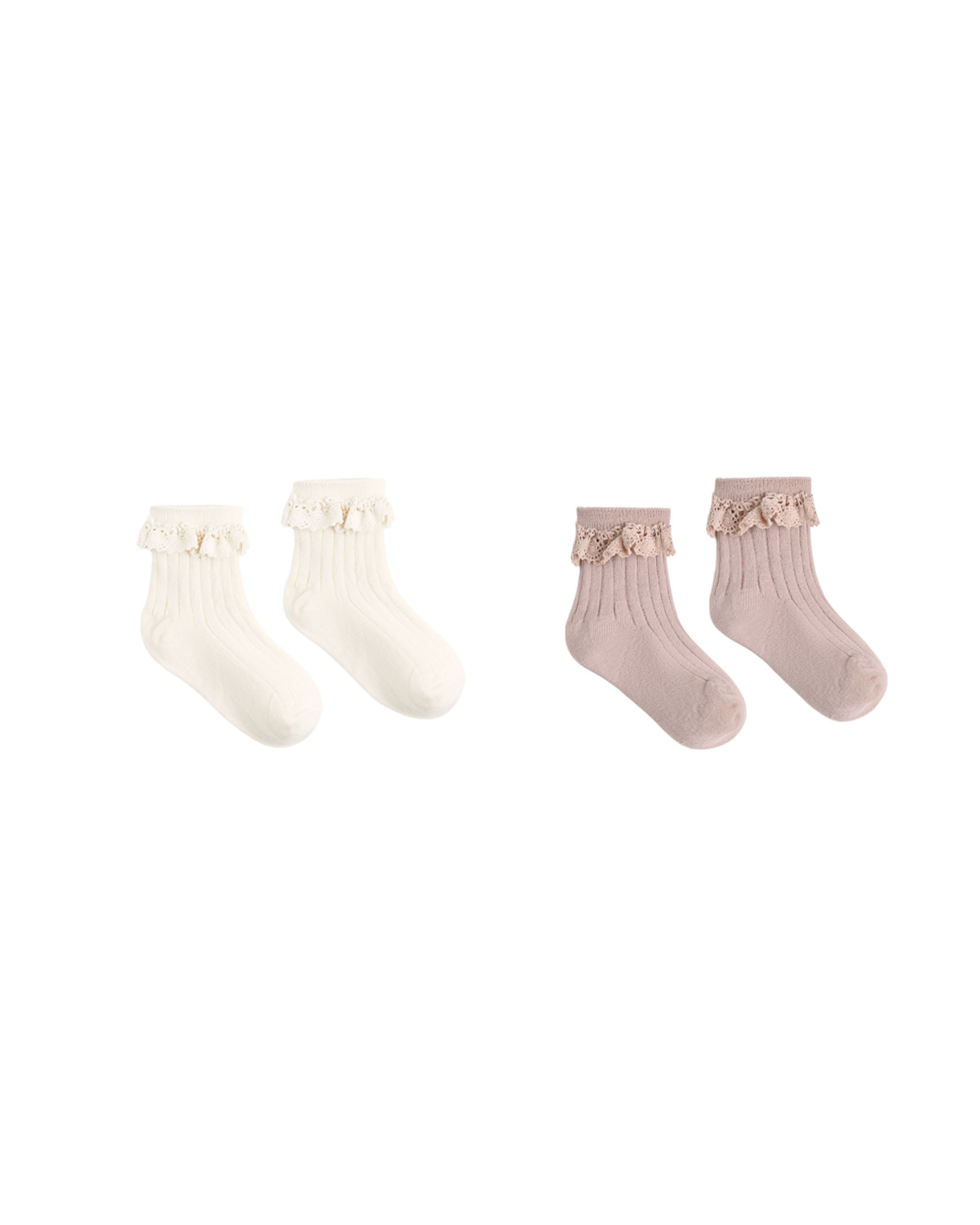 Lace Trim Socks Rosewood/Natural