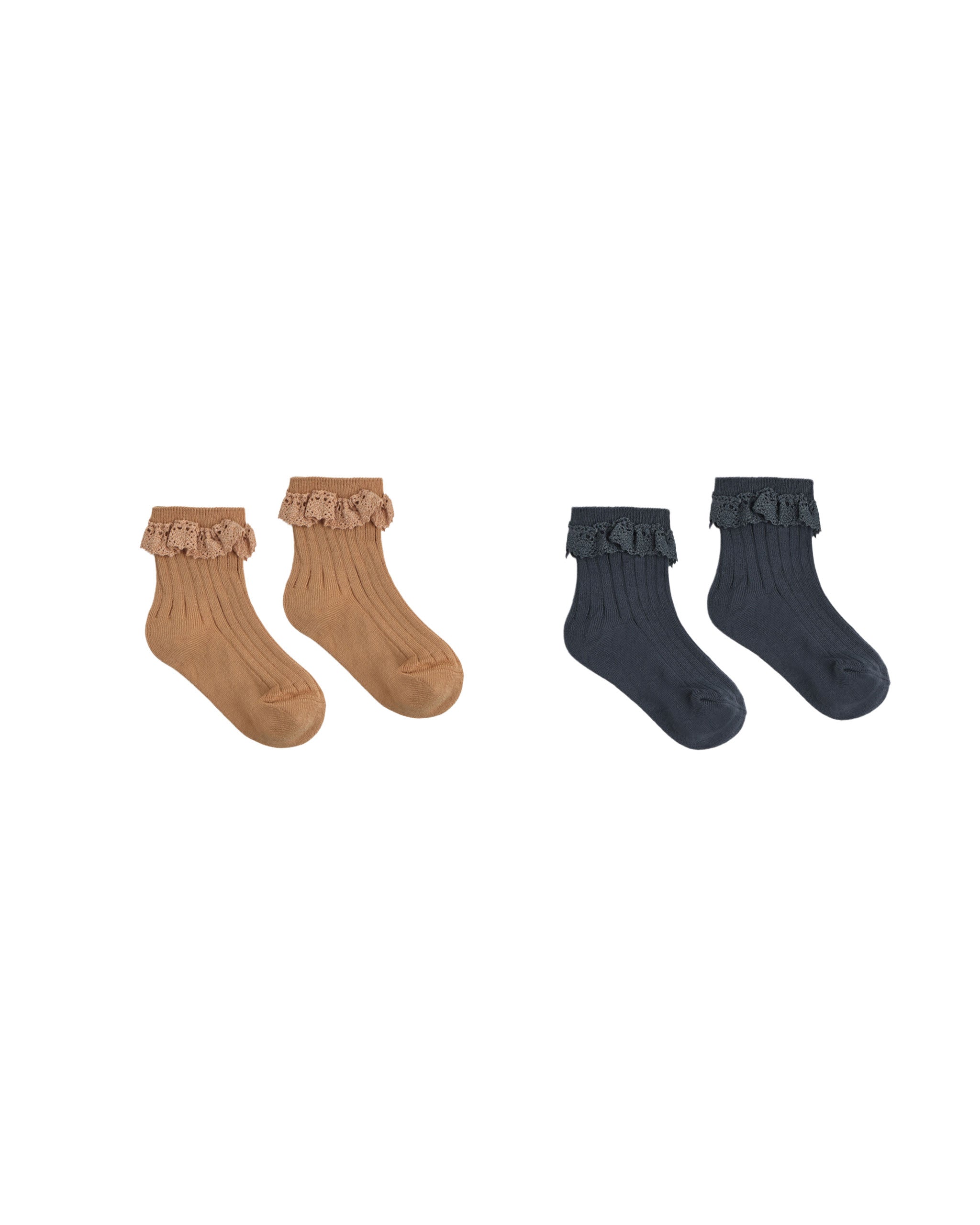 Lace Trim Socks Fawn/Midnight